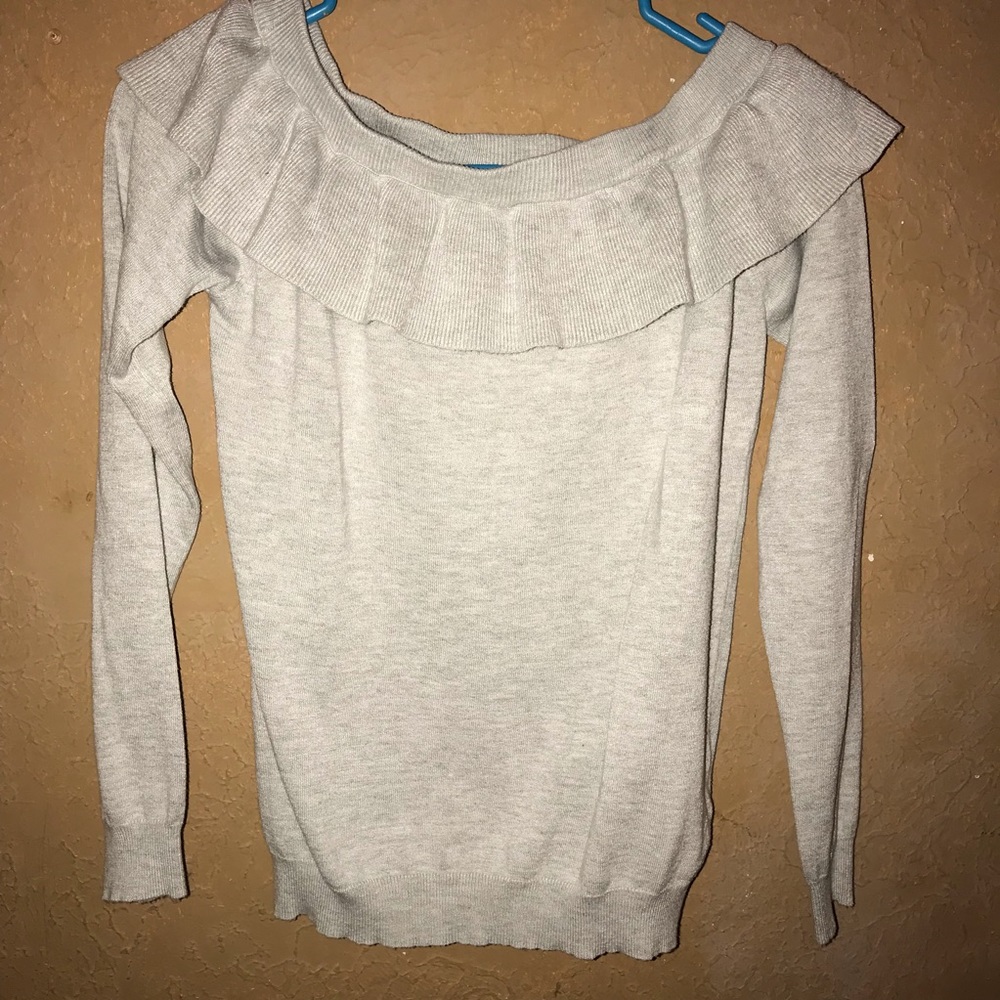 Grey off the shoulders blouse